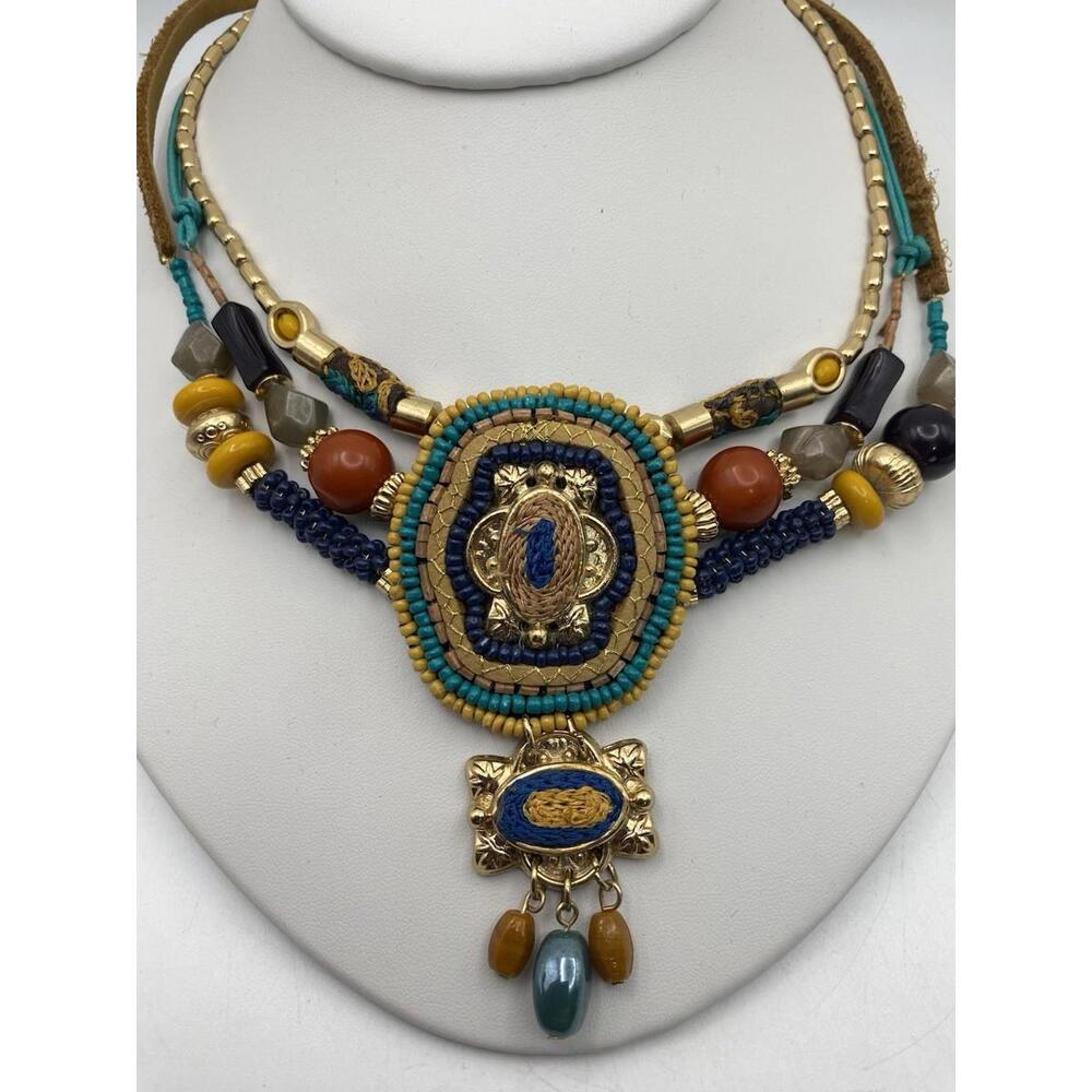 Tibetan Beaded Embroidery Choker Statement Necklace